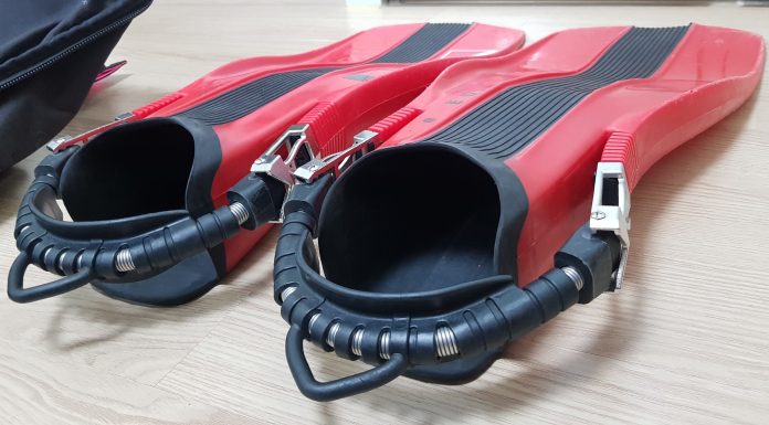 스쿠버 다이빙 핀, 오리발 다이브라이트 무게, 스프링 스트랩 자가 교체 관리 팁