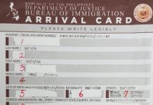 필리핀 마닐라 입국신고서(ARRIVAL CARD) 작성 요령